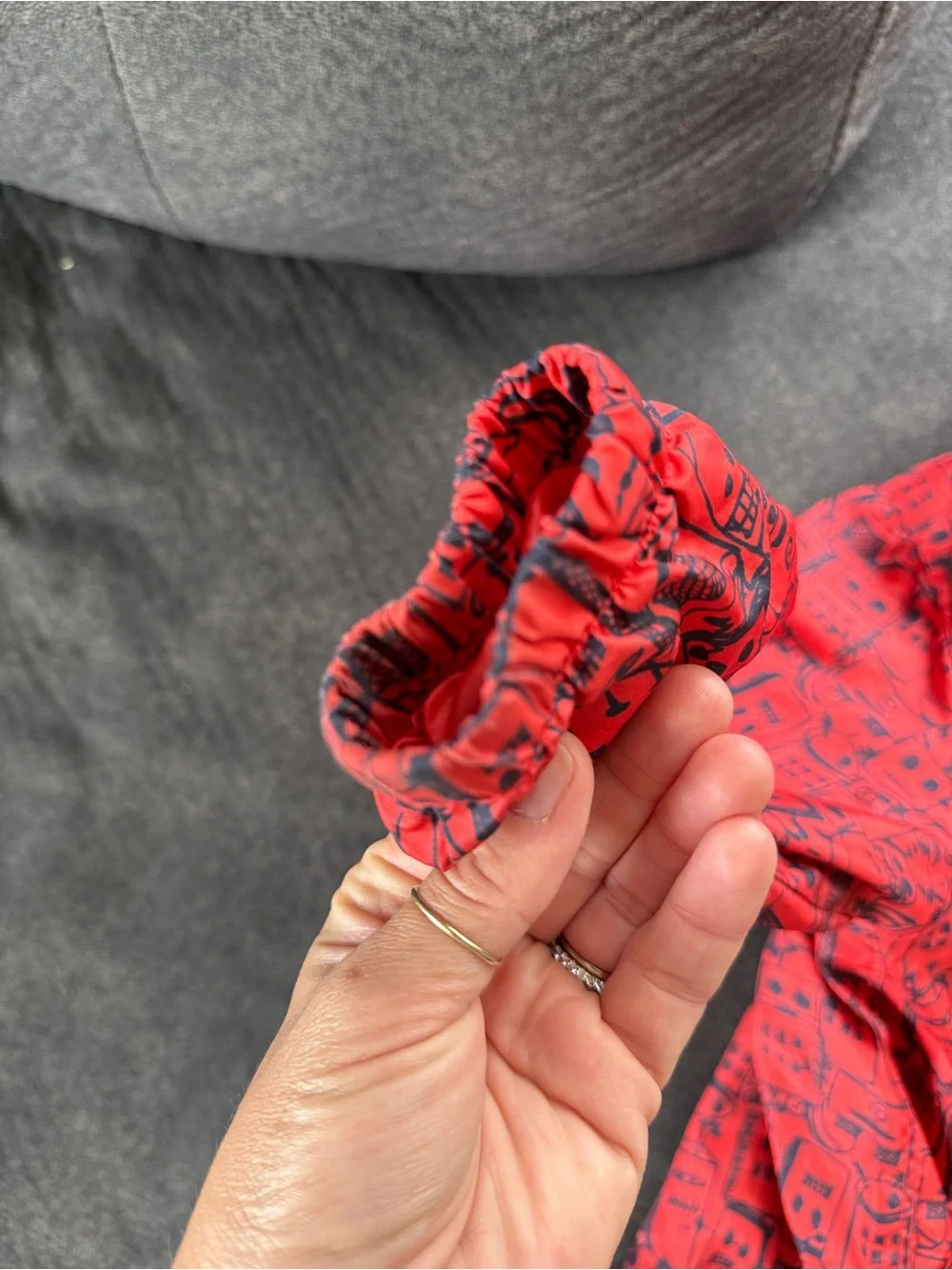GAP Red Hooded Raincoat with Robot Pattern